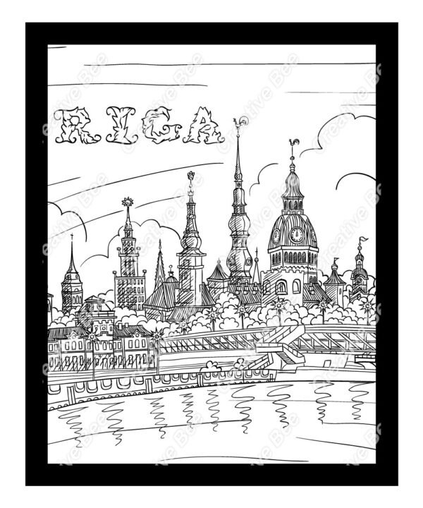 places and structures colouring book page