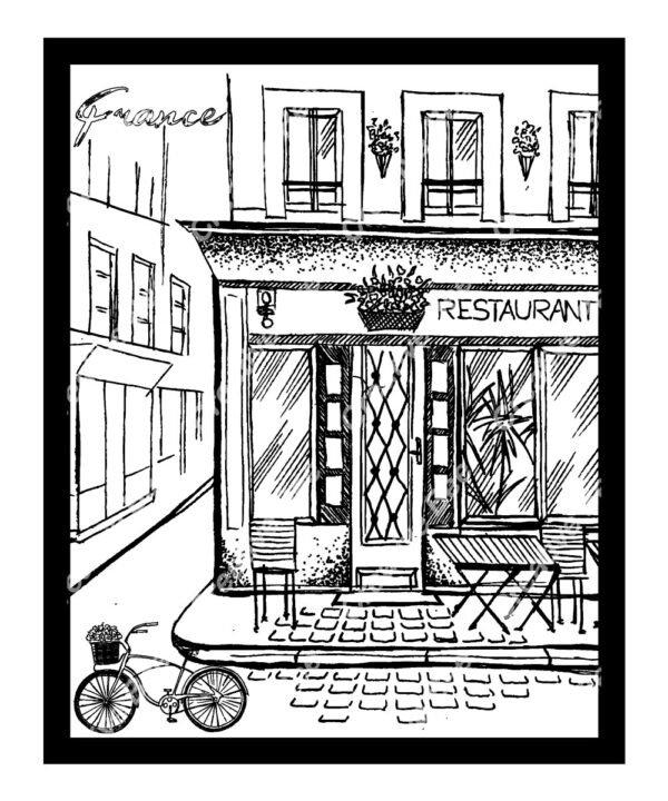 resturant in France colouring page for adults