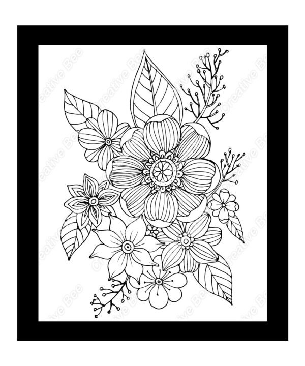 flowers colouring page for adults