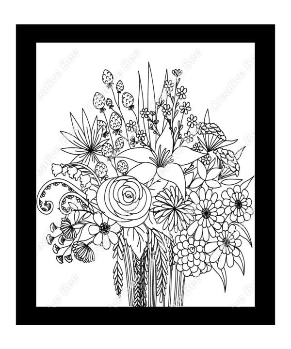 flower colouring page for adults
