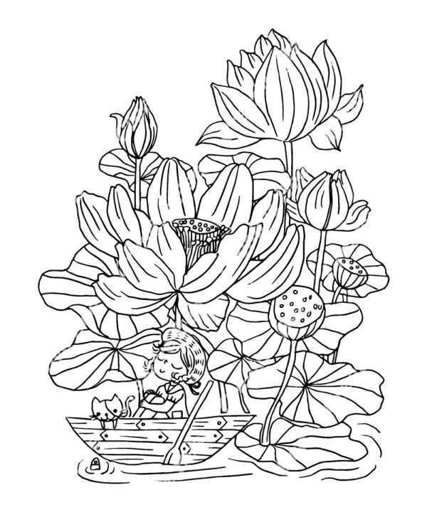 flowers colouring book page for adults
