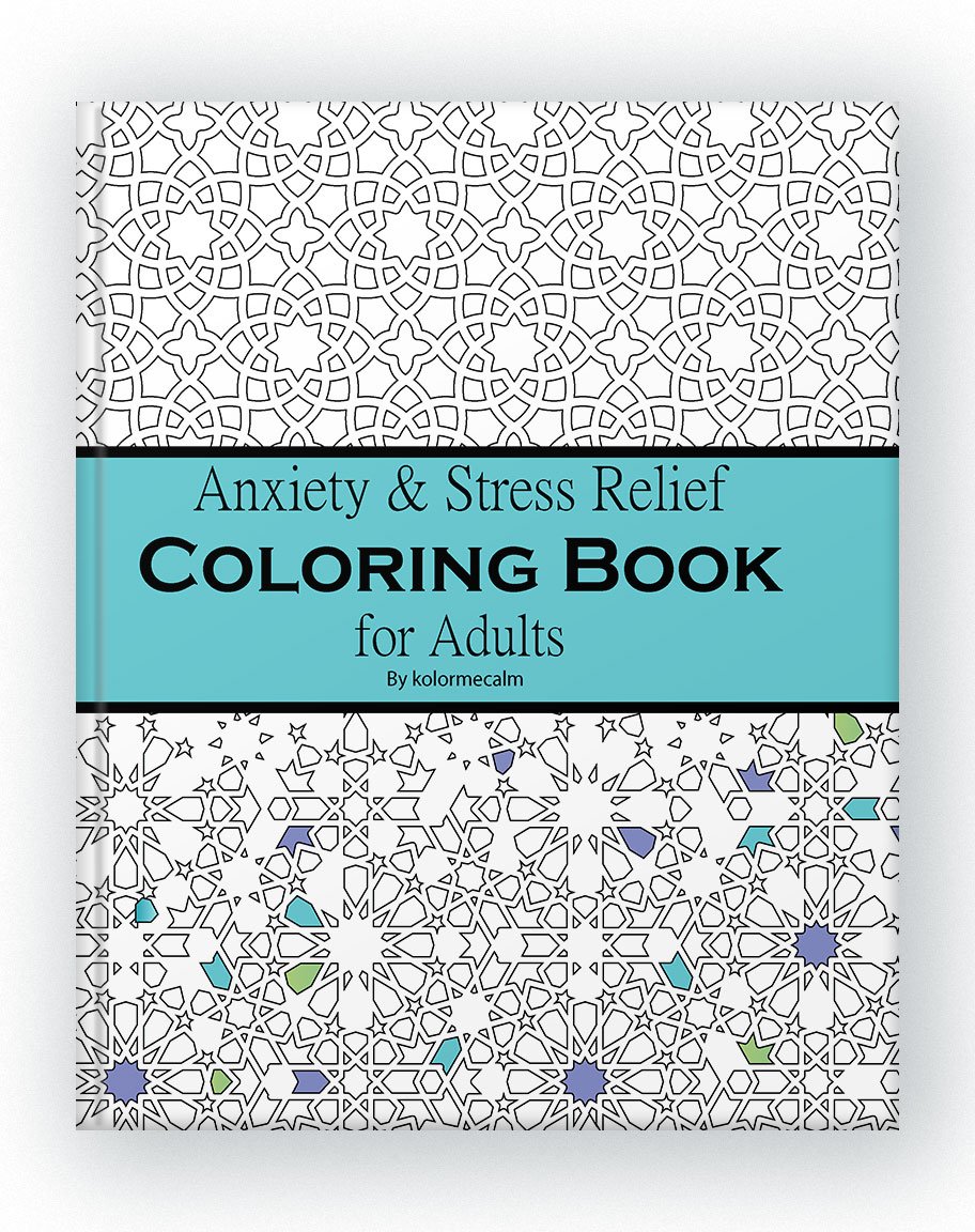 Stress Relieving Adult Coloring Book & Pencils - Patterns