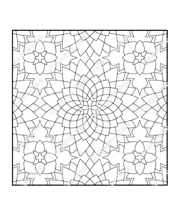Floral geometric pattern colouring page for adult