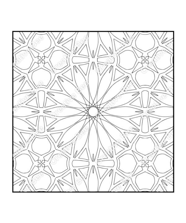 geometric Patterns colouring book page for adults