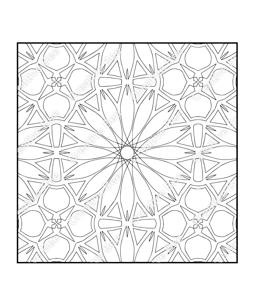 Geometric Patterns Coloring Book - Creative Bee