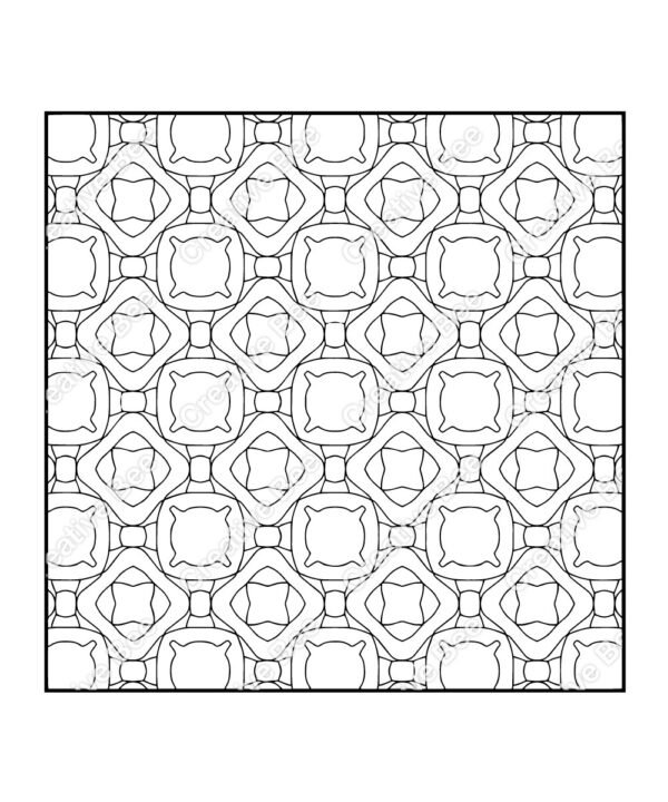 square geometric pattersn colouring book page for adutls