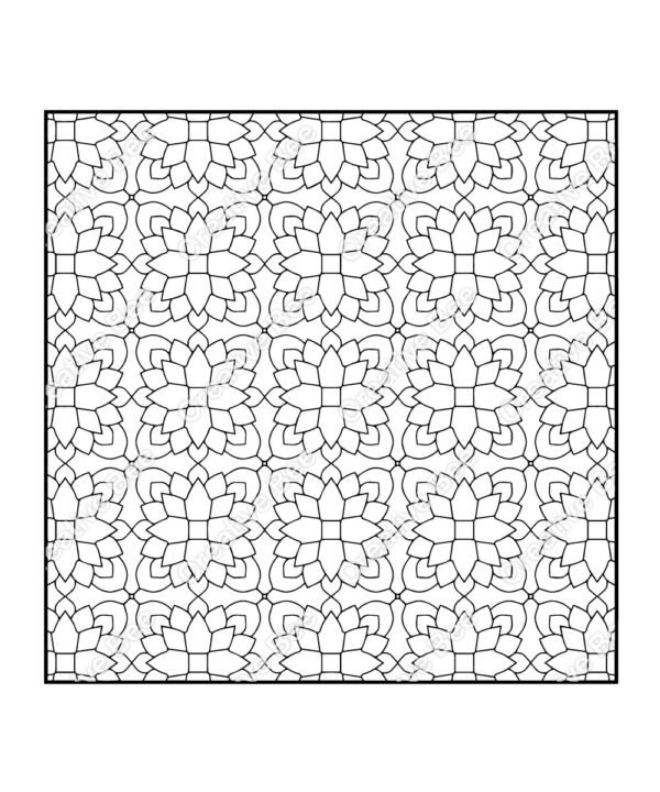 square geometric patterns colouring book page for adults